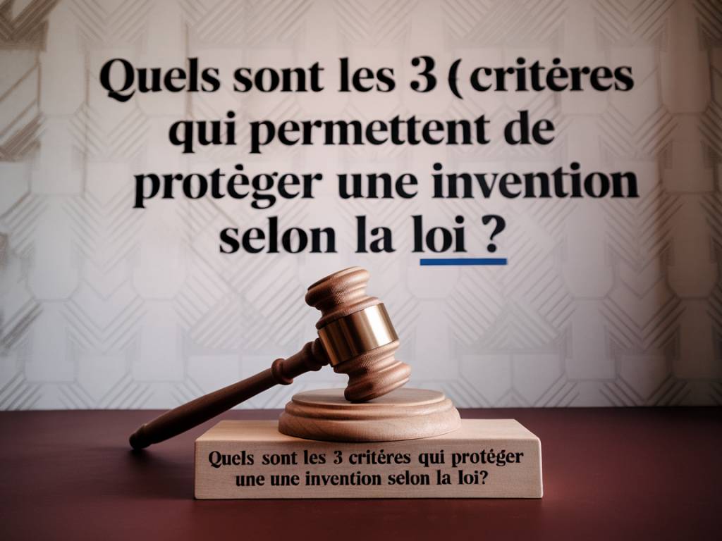 Quels sont les 3 critères qui permettent de protéger une invention selon la loi